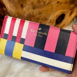 Kate spade bifold striped wallet